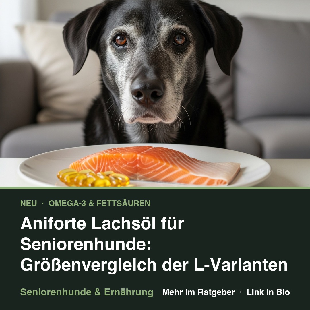 Aniforte Lachsöl für Seniorenhunde: Größenvergleich der L-Varianten
